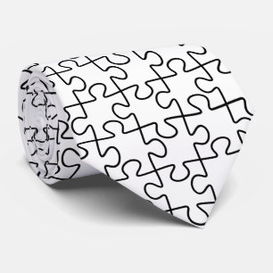 Cravate Necktie de Motif de puzzle noir et blanc