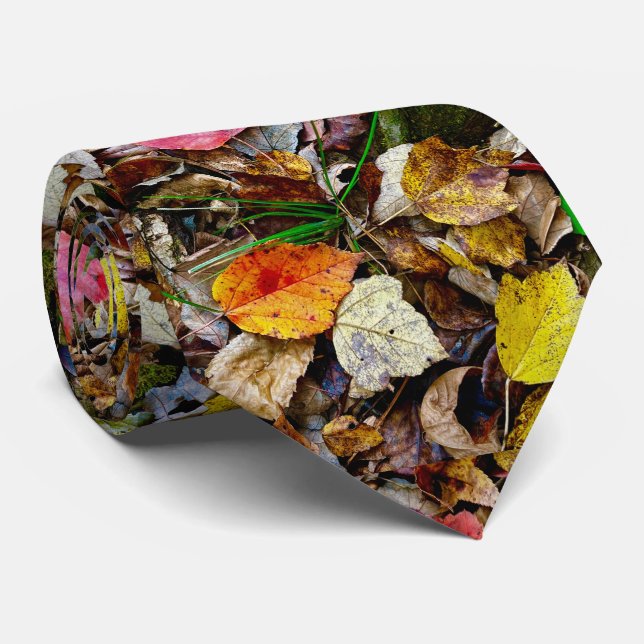Cravate Necktie / feuilles d'automne (Roulé)
