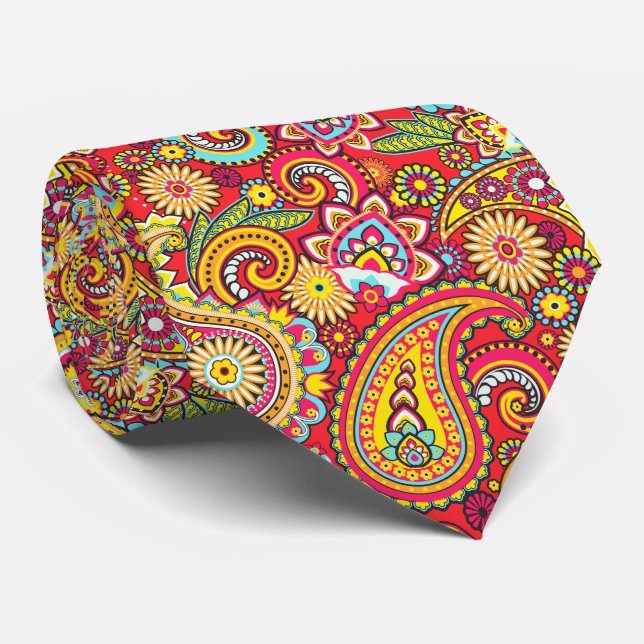 Cravate Necktie Motif de Hippie Boho 60's 70 (Roulé)