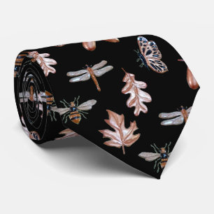 Cravate Necktie Nature Motif noir et cuivre