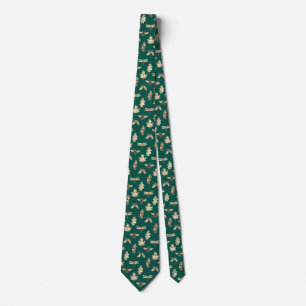 Cravate Necktie Nature Motif vert et or