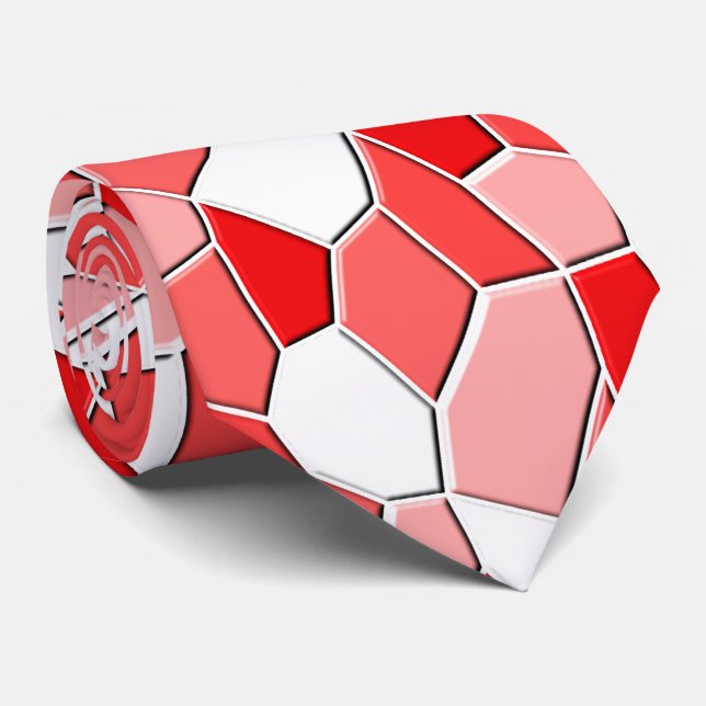 Cravate Necktie - Nuances de mosaïque 3D rouge (Roulé)