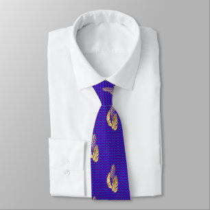 Cravate Necktie Royal Blue avec Feuilles & Lavender