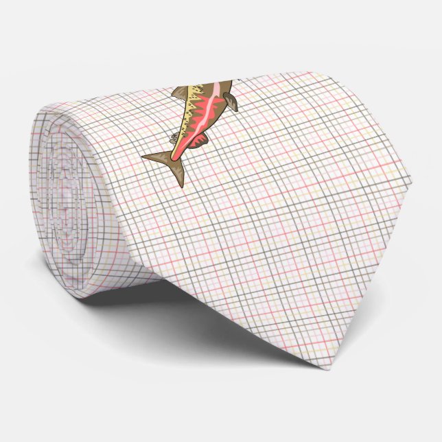 Cravate Necktie - Saumon Chinook sur Plaid (Roulé)