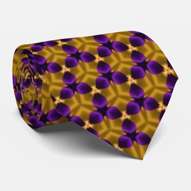Cravate Necktie - Triquetras violet et or (Roulé)