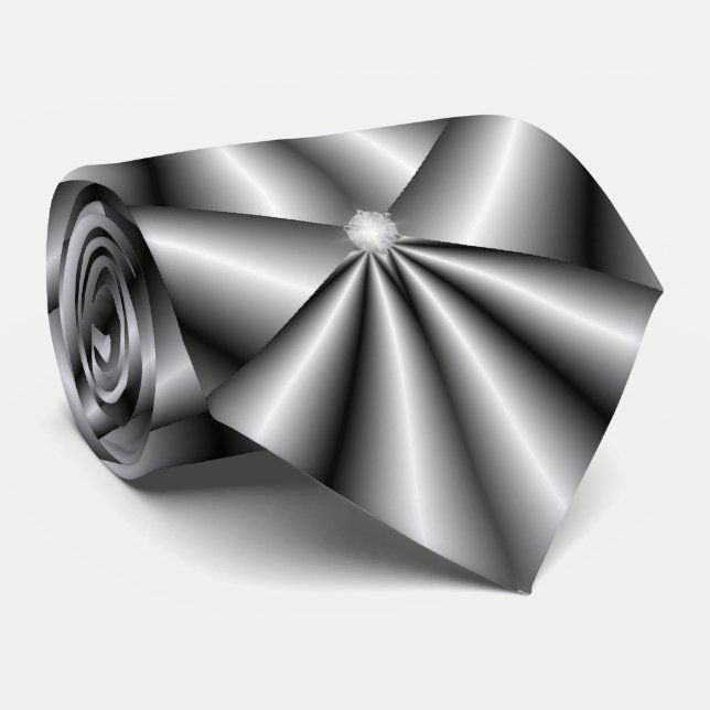 Cravate Necktie - Ventilateurs gris argent "Diamond" (Roulé)