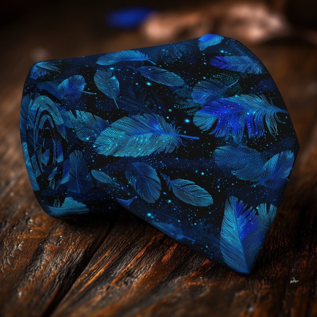 Cravate Neon Blue Feather Men’s Tie (Créateur téléchargé)