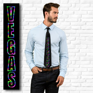 Cravate Neon graphique VEGAS vertical noir
