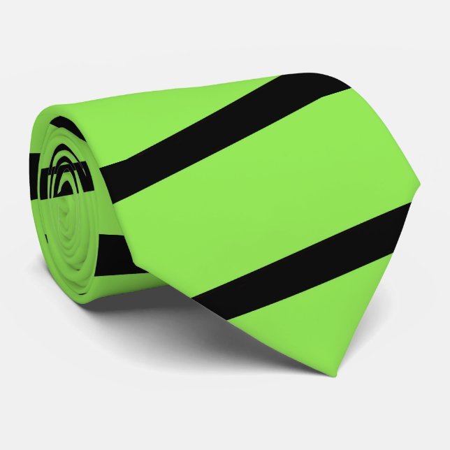 Cravate Neon Green et Black Stripe Classique Traditionnel (Roulé)