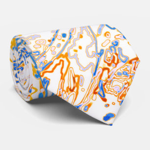 Cravate Néon Orange Jaune Bleu Motif Ligne Courbe -COOL