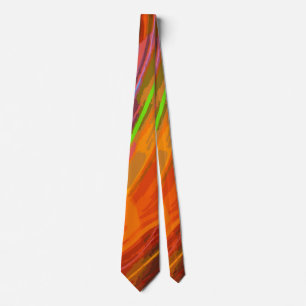 Cravate Néon Orange Vert Bleu Lumière Rayure   Futuriste