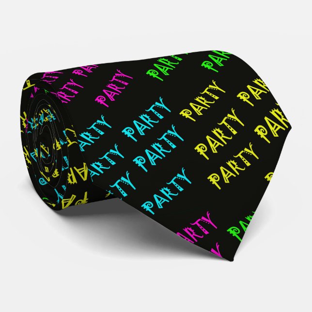 Cravate Neon Party Glow In Dark Print Necktie (Roulé)