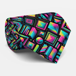 Cravate néon rétro années 80 formes funky