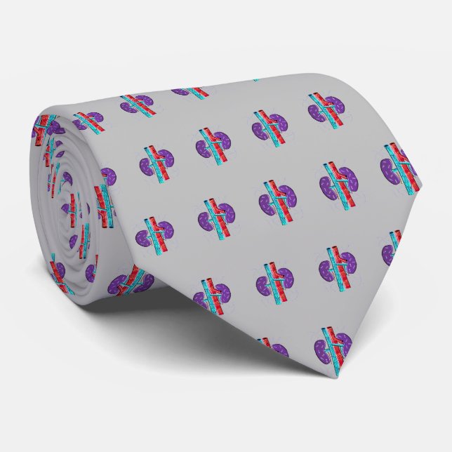 Cravate Néphrologiste Artsy Lall Kidney Design Gris #5 (Roulé)