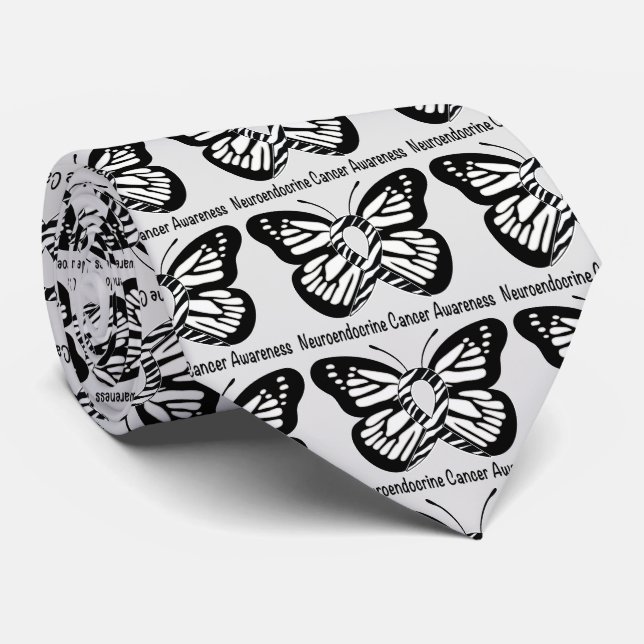 Cravate Neuroendocrine Cancer Zèbre papillon de l'espoir (Roulé)