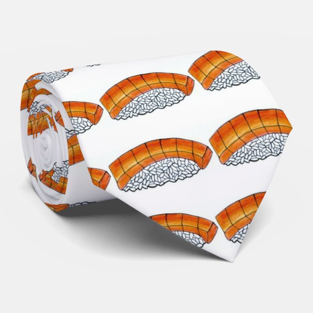 Cravate Nigiri Orange Saumon Sushi Rice Japonais (Roulé)