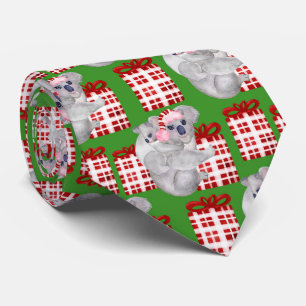 Cravate Noël d'été Koalas Green