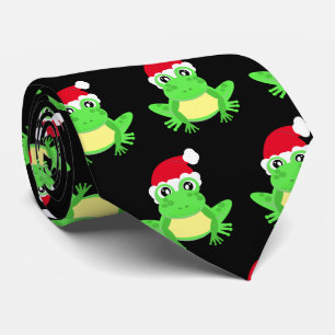 Cravate Noël Grenouille noire Santa Hat Motif Nouveauté