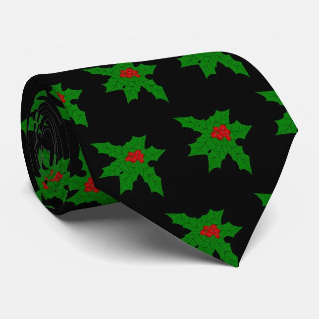 Cravate Noël Holly Design (Roulé)