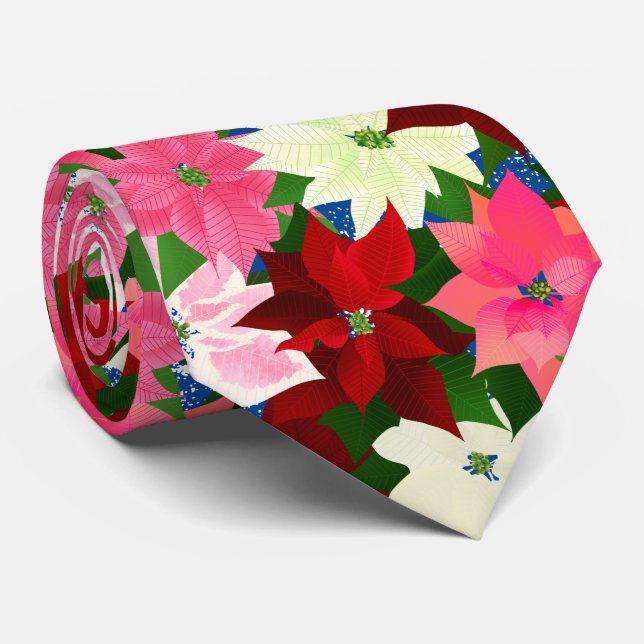 Cravate Noël Poinsettia multicolore (Roulé)