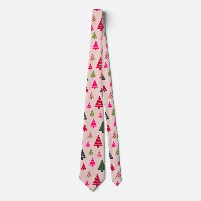 Cravate Noël rose et vert (Devant)