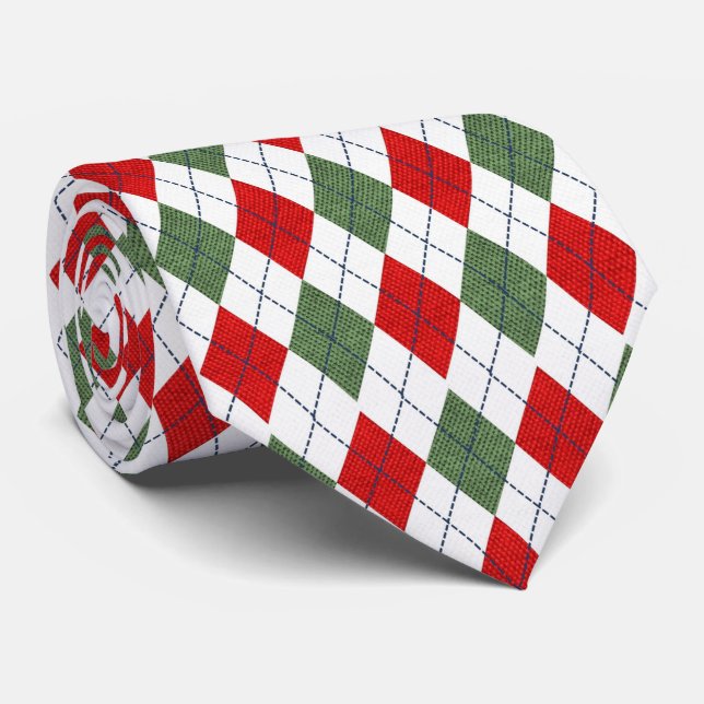 Cravate Noël Rouge Vert Motif vacances (Roulé)