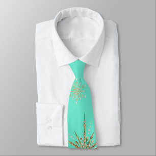 Cravate Noël Snowflakes Aqua & Gold Holiday