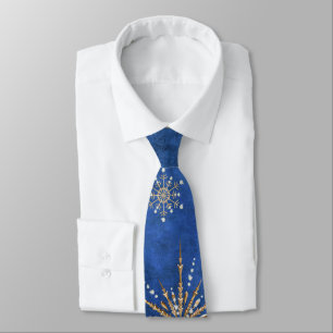 Cravate Noël Snowflakes Blue & Gold Holiday