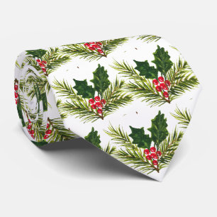 Cravate Noël vintage holly Faveurs rouges festives