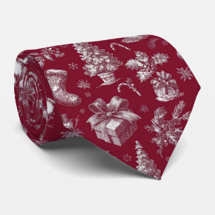 Cravate Noël Vintage Toile Rouge avec Bas