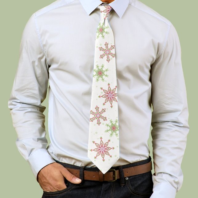 Cravate Noël Whimsical mignon Flocon de neige coloré (Christmas festive colorful snowflakes holiday neck tie. )