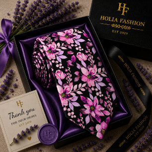 Cravate Nœud de cou lavande violet floral