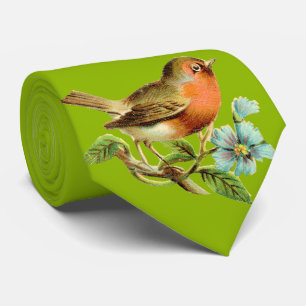 Cravate Nœud de mariage oiseau vert vintage Apple