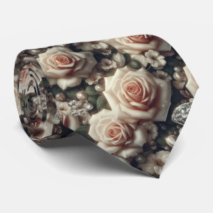 Cravate Noeud papillon de mariage de luxe   Roses roses et