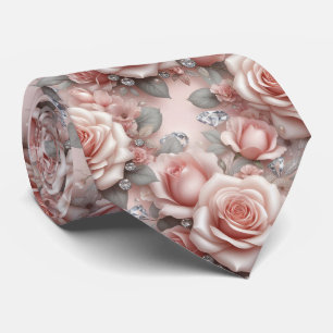 Cravate Noeud papillon de mariage de luxe   Roses roses et
