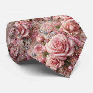 Cravate Noeud papillon de mariage de luxe   Roses roses et