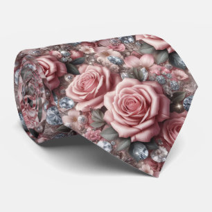 Cravate Noeud Papillon de Mariage Luxueux   Roses Roses et