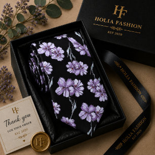 Cravate Nœud papillon lavande violet floral