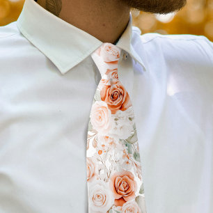 Cravate Nœud papillon roses en terre cuite et blanc
