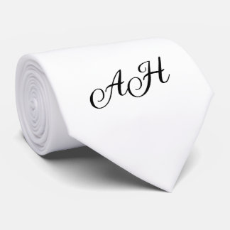 Cravate Noir Blanc Initiales Groomsmen Monogramme