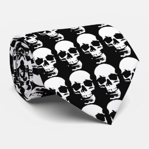 Cravate Noir & Blanc Pop Art Crâne Cool élégant