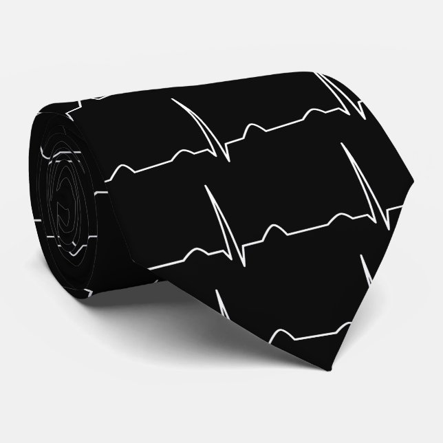 Cravate Noir de motif du cardiogramme ECG de docteur (Roulé)