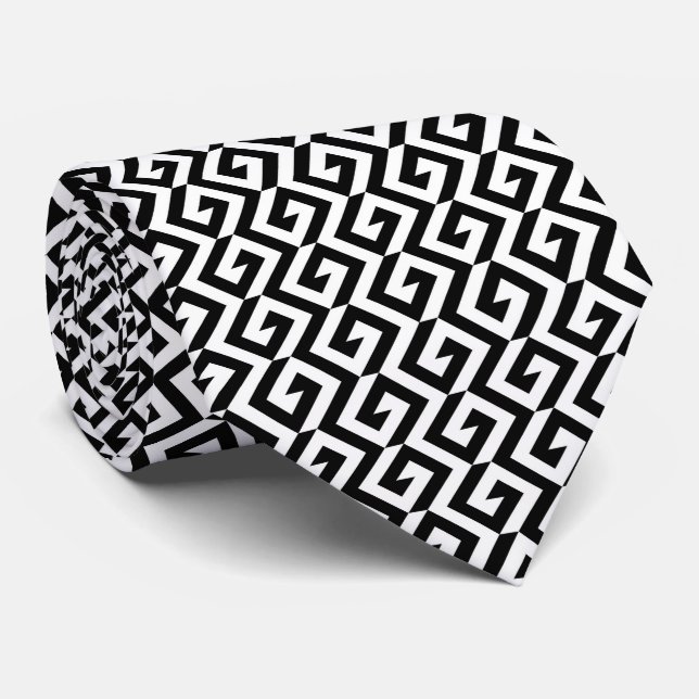 Cravate Noir et blanc géométrique (Roulé)