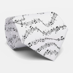 Cravate Noir et blanc note musicienne Motif
