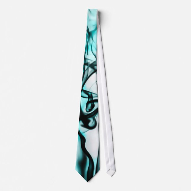 Cravate Noir et motif abstrait de fumée de Teal d'Aqua (Devant)