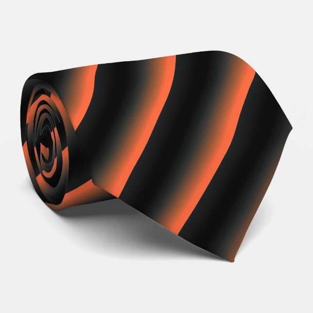 Cravate Noir et orange (Roulé)