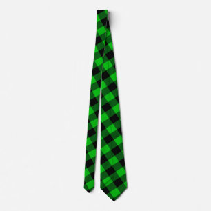 Cravate Noir et vert Plaid coché