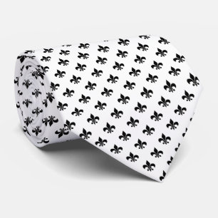 Cravate Noir moderne Fleur-De-lis sur le blanc