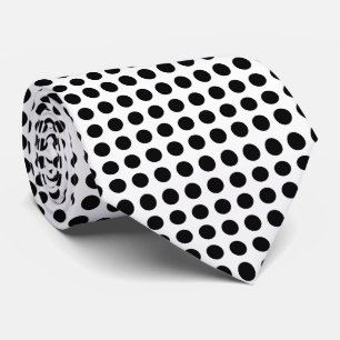 Cravate Noir sur Blanc Grande taille Pois horizontaux