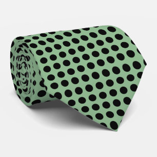 Cravate Noir sur mer Noire Vert Grand Horiz. Pois